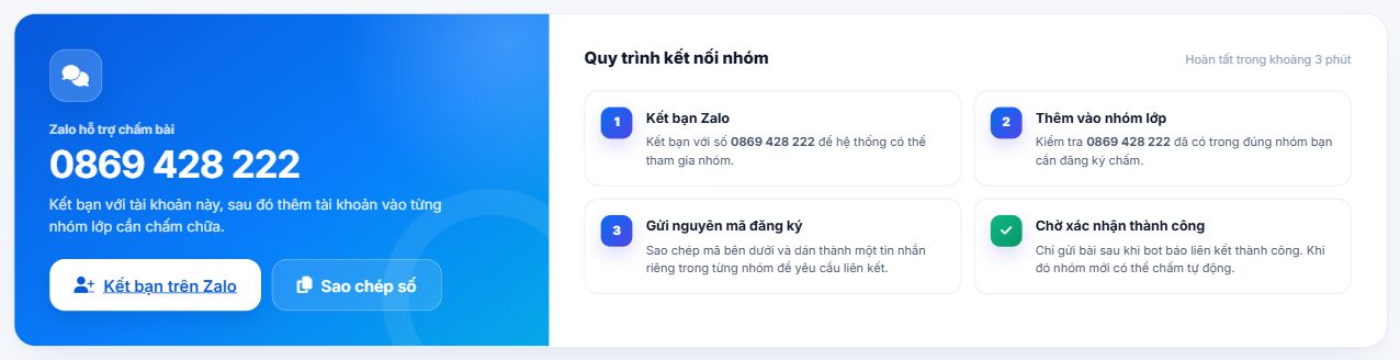 Số Zalo hệ thống và quy trình thêm vào nhóm lớp